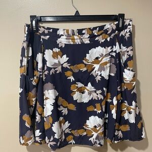 Old Navy Floral Skater Skirt - Dark Blue, White, Tan